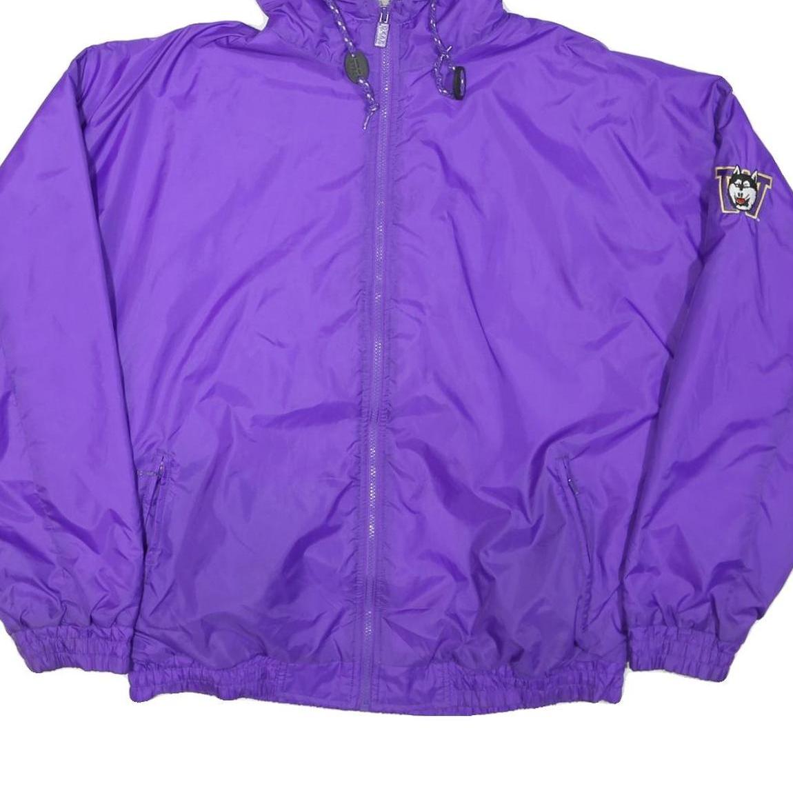 GEAR Mens Purple Zip Hooded Jacket XL Nylon Plain Washington Logo
