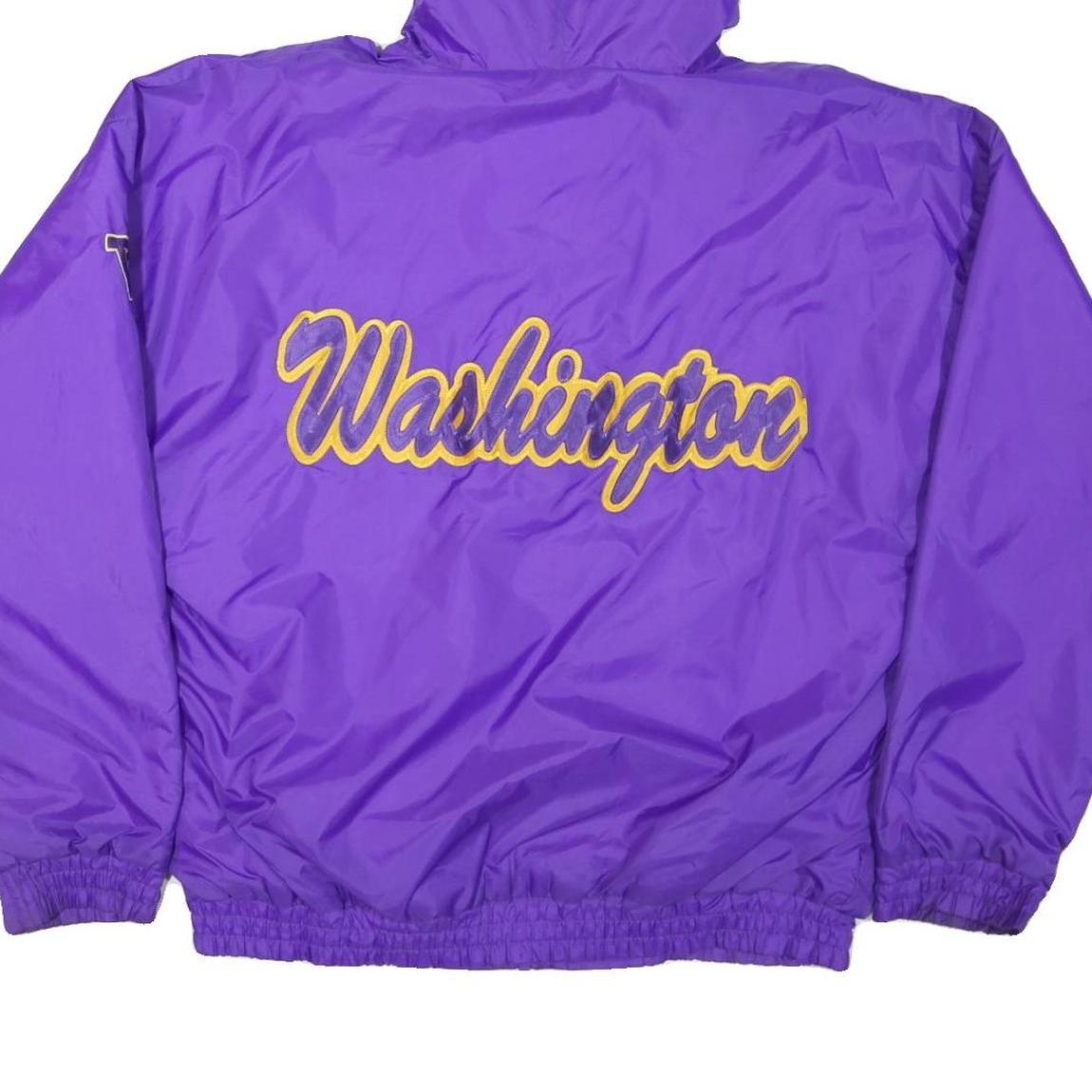 GEAR Mens Purple Zip Hooded Jacket XL Nylon Plain Washington Logo