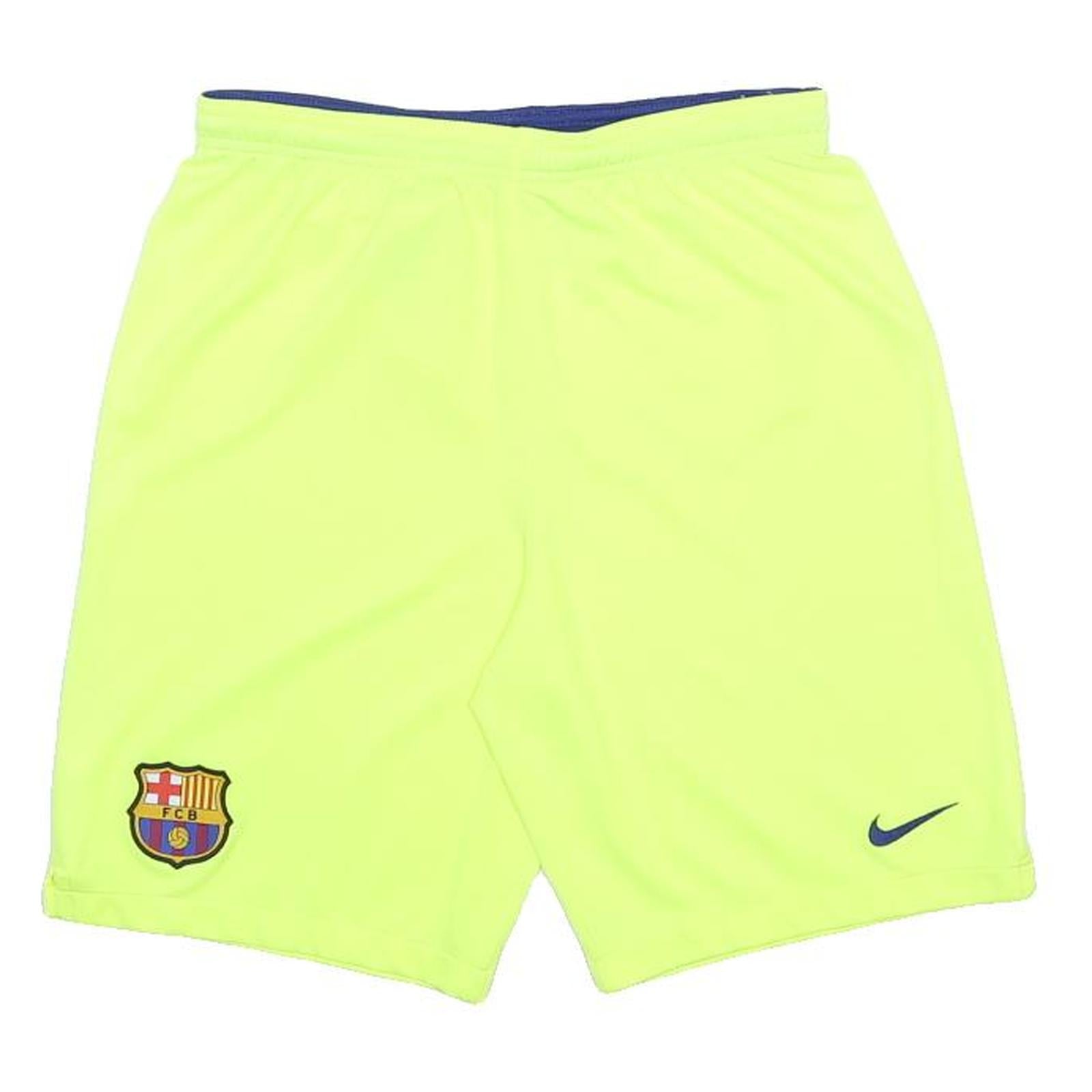 NIKE Boys Shorts Yellow FC Barcelona Casual XL W26 Sports Polyester