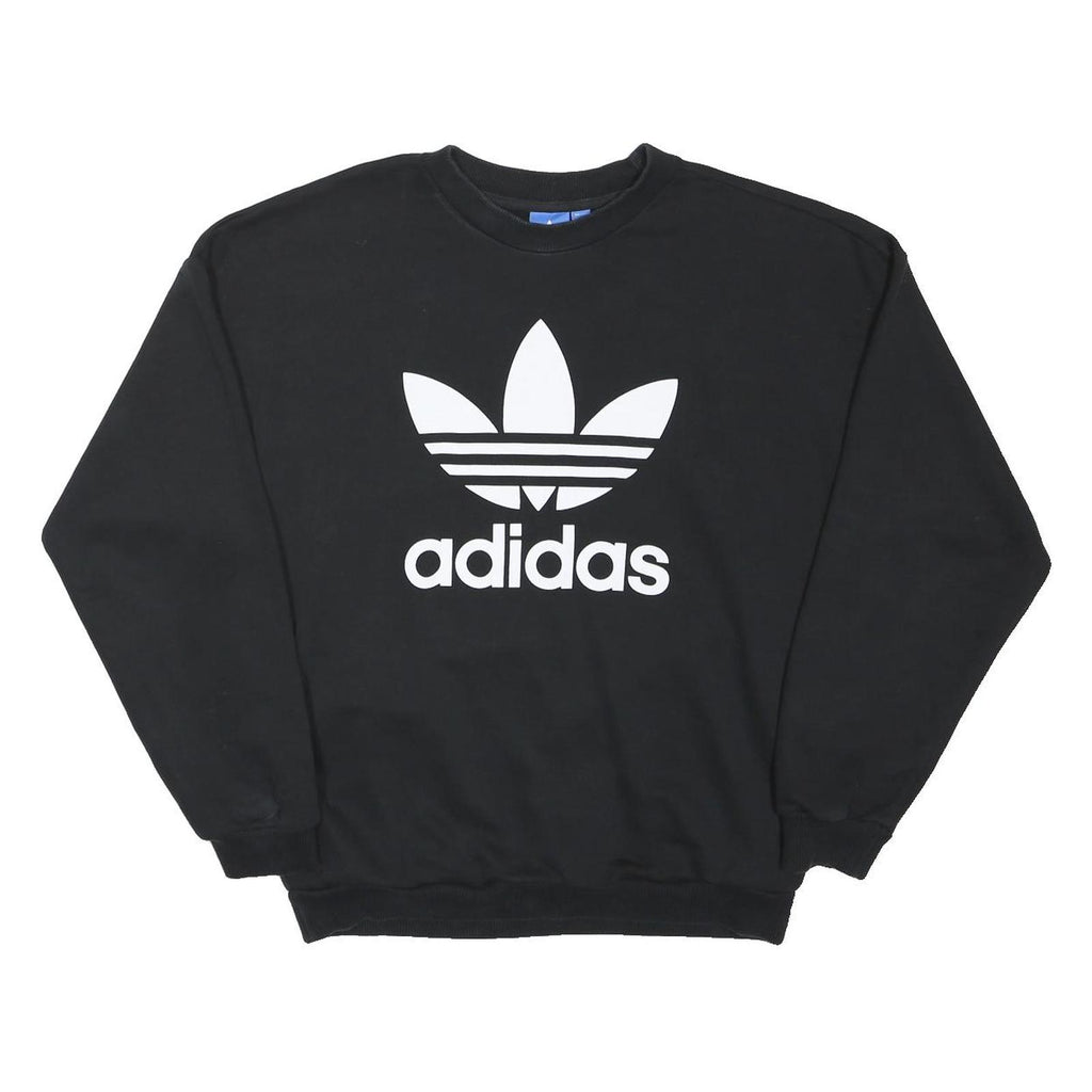 ADIDAS ORIGINALS Womens Black Sweatshirt Crew Neck UK 10 Cotton Blend Pullover