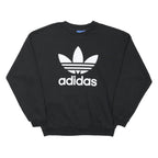ADIDAS ORIGINALS Womens Black Sweatshirt Crew Neck UK 10 Cotton Blend Pullover