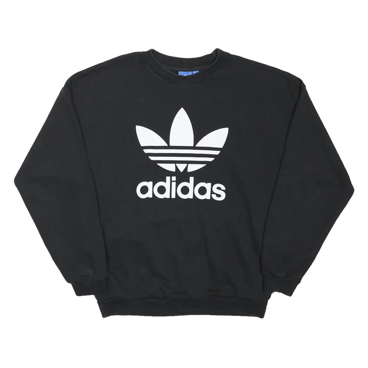 ADIDAS ORIGINALS Womens Black Sweatshirt Crew Neck UK 10 Cotton Blend Pullover