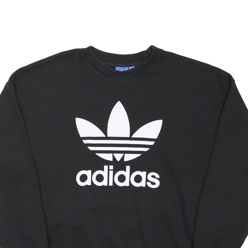 ADIDAS ORIGINALS Womens Black Sweatshirt Crew Neck UK 10 Cotton Blend Pullover