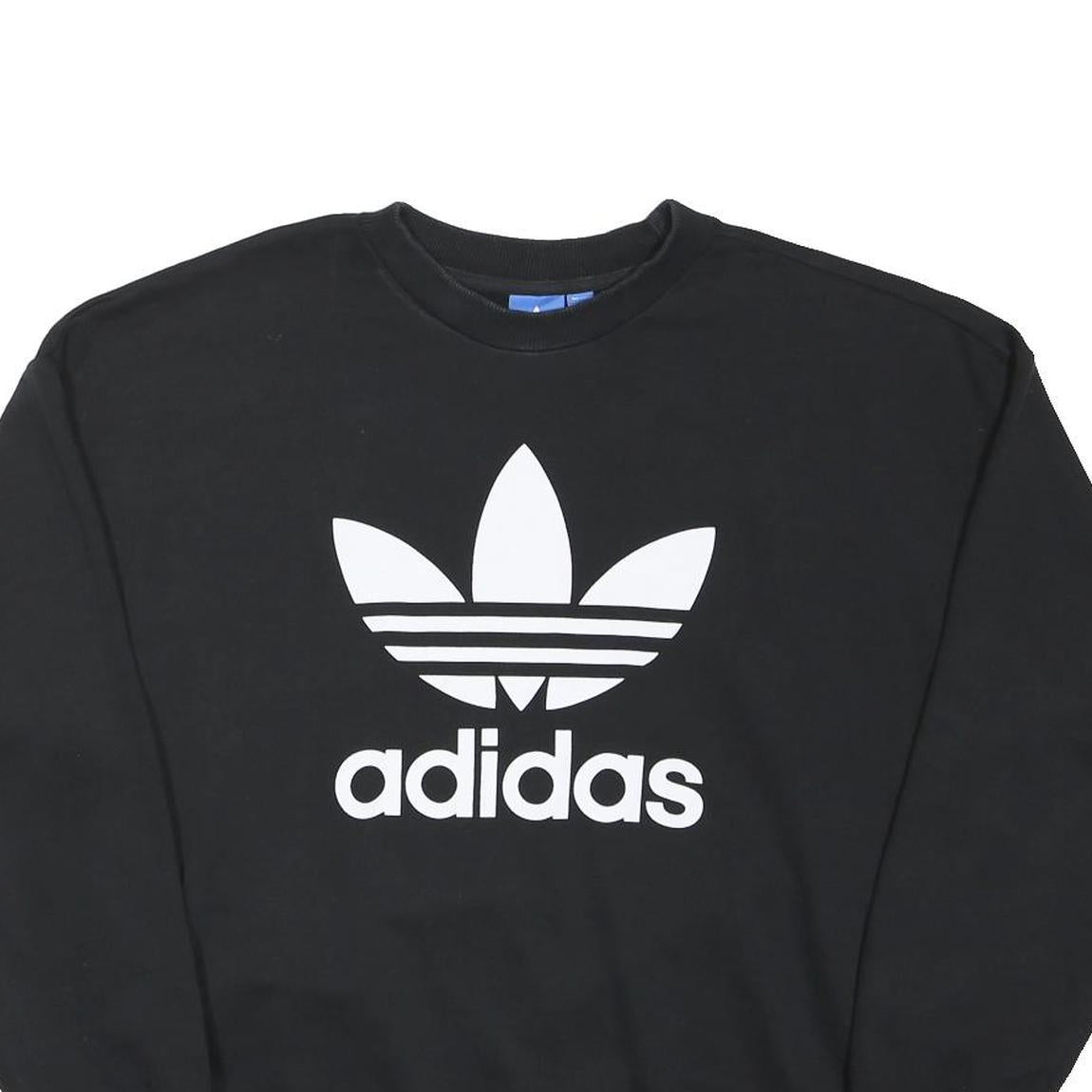 ADIDAS ORIGINALS Womens Black Sweatshirt Crew Neck UK 10 Cotton Blend Pullover