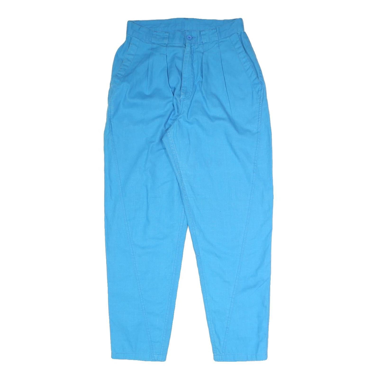 GITANO Womens Cotton Blend Blue Regular Fit Tapered Leg Trousers W28 L28 Casual