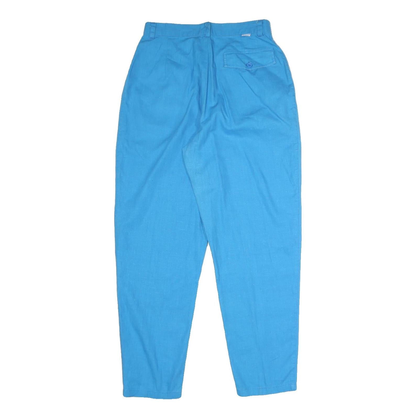 GITANO Womens Cotton Blend Blue Regular Fit Tapered Leg Trousers W28 L28 Casual