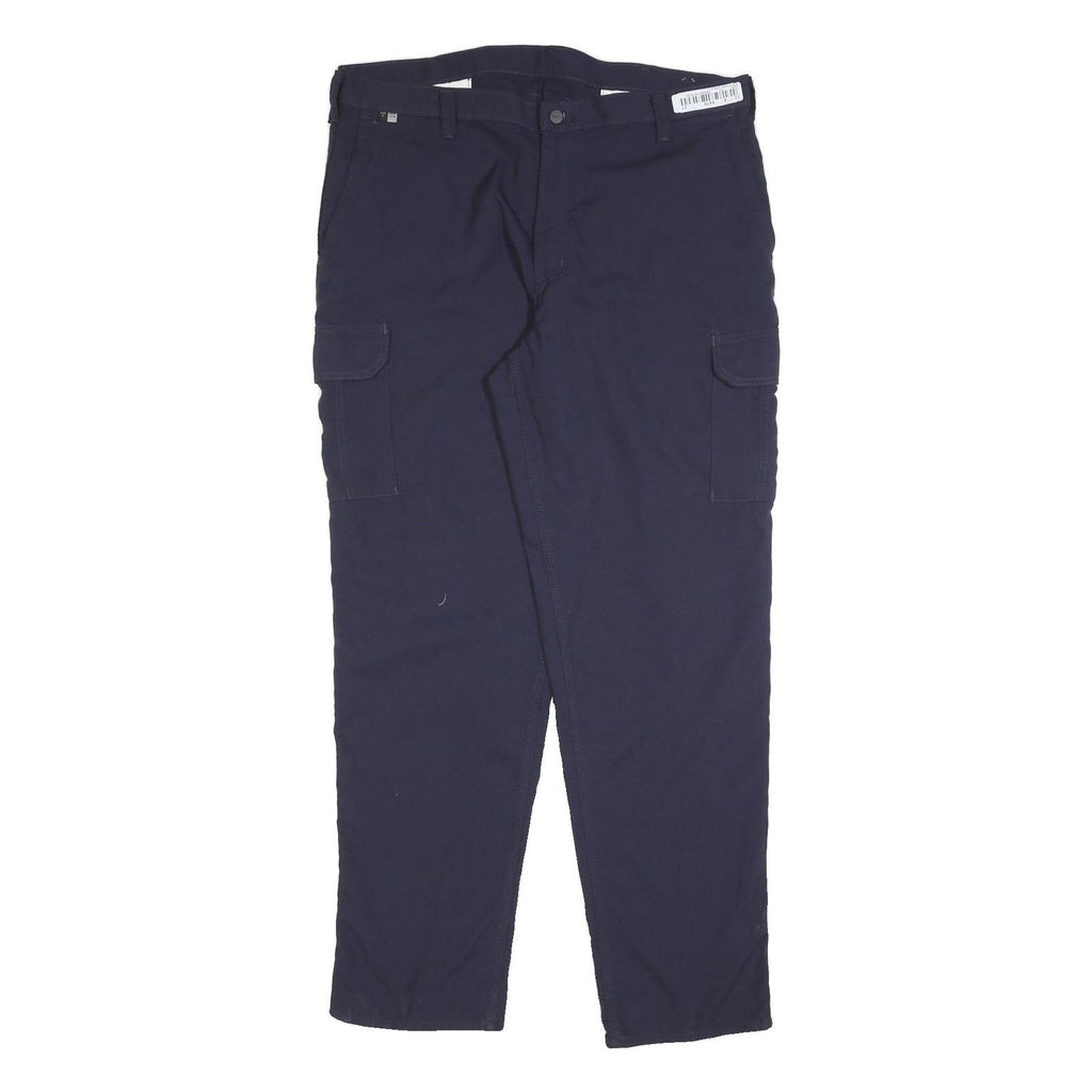 CARHARTT Mens Relaxed Navy Blue Cotton Blend Cargo Trousers W40 L34 Workwear