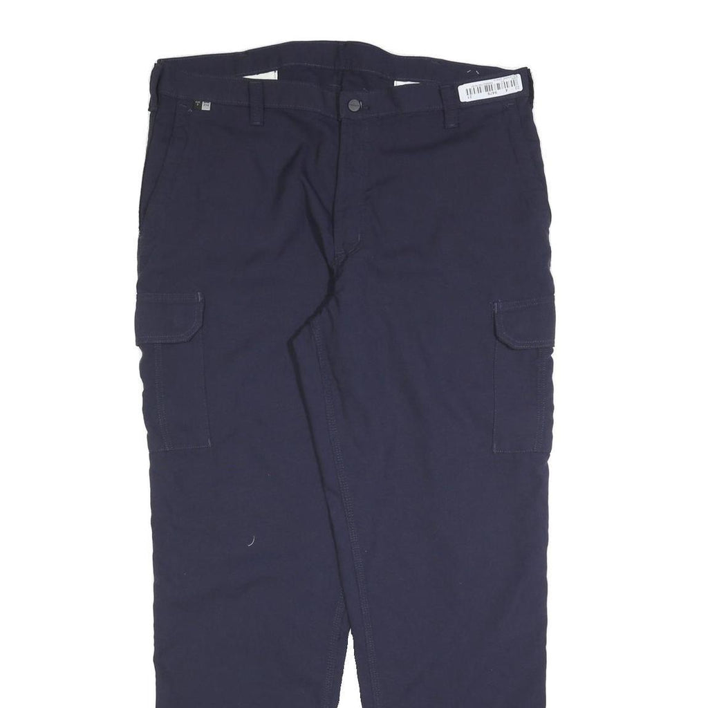CARHARTT Mens Relaxed Navy Blue Cotton Blend Cargo Trousers W40 L34 Workwear