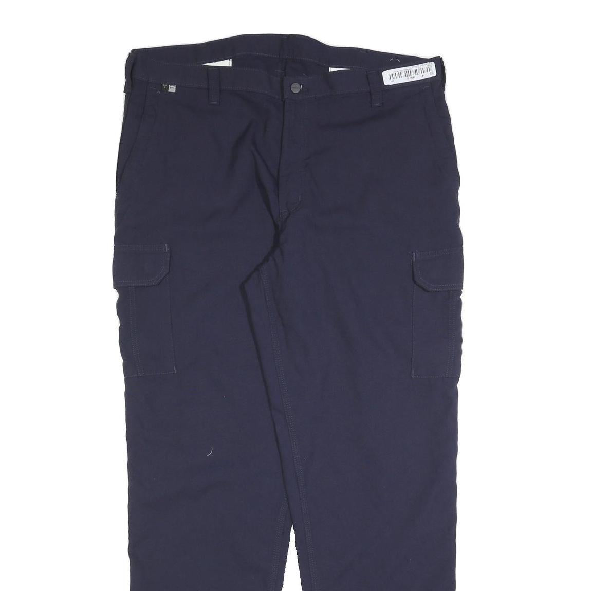 CARHARTT Mens Relaxed Navy Blue Cotton Blend Cargo Trousers W40 L34 Workwear