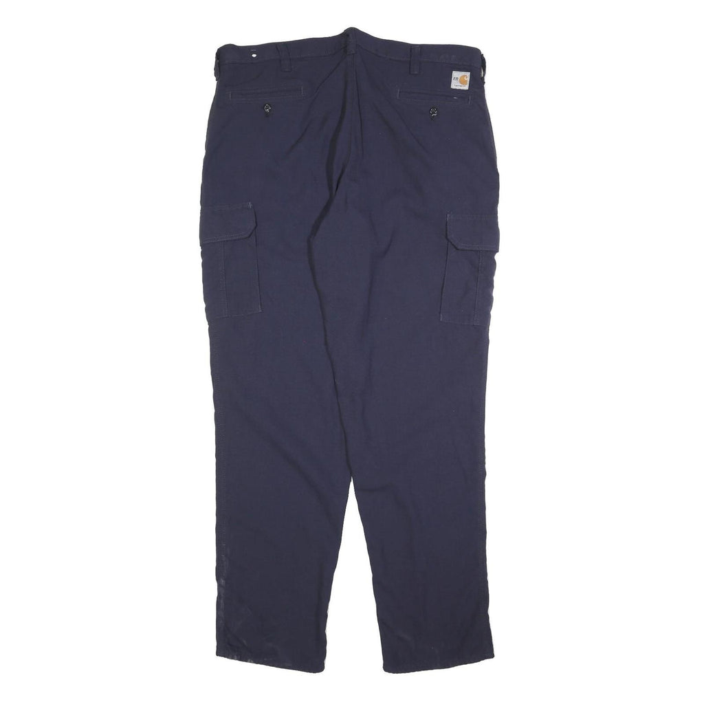 CARHARTT Mens Relaxed Navy Blue Cotton Blend Cargo Trousers W40 L34 Workwear