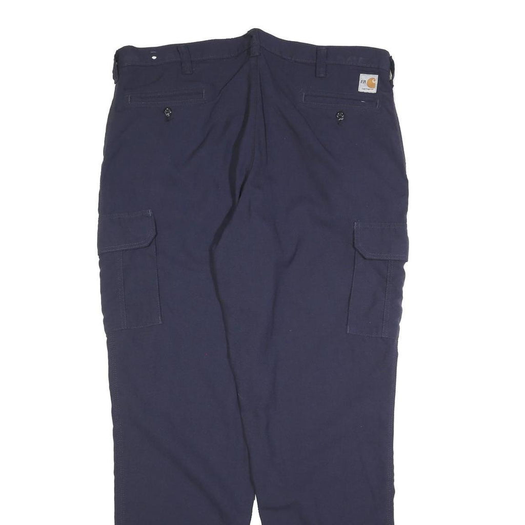 CARHARTT Mens Relaxed Navy Blue Cotton Blend Cargo Trousers W40 L34 Workwear