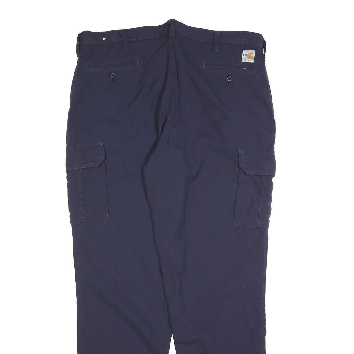 CARHARTT Mens Relaxed Navy Blue Cotton Blend Cargo Trousers W40 L34 Workwear