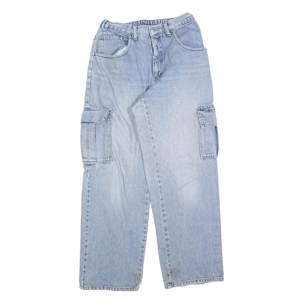 XER Womens Light Blue Regular Fit Straight Leg Denim Jeans W26 L30 Cargo Pocket