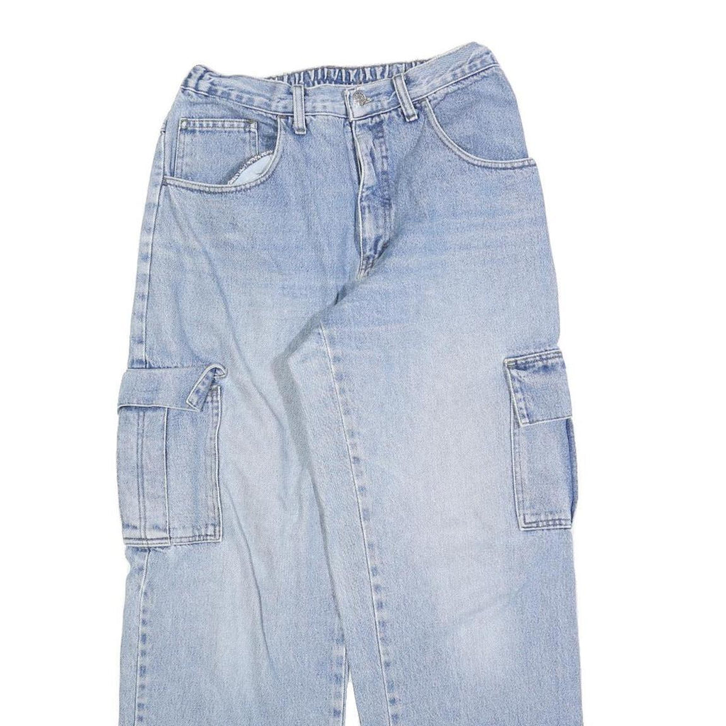 XER Womens Light Blue Regular Fit Straight Leg Denim Jeans W26 L30 Cargo Pocket