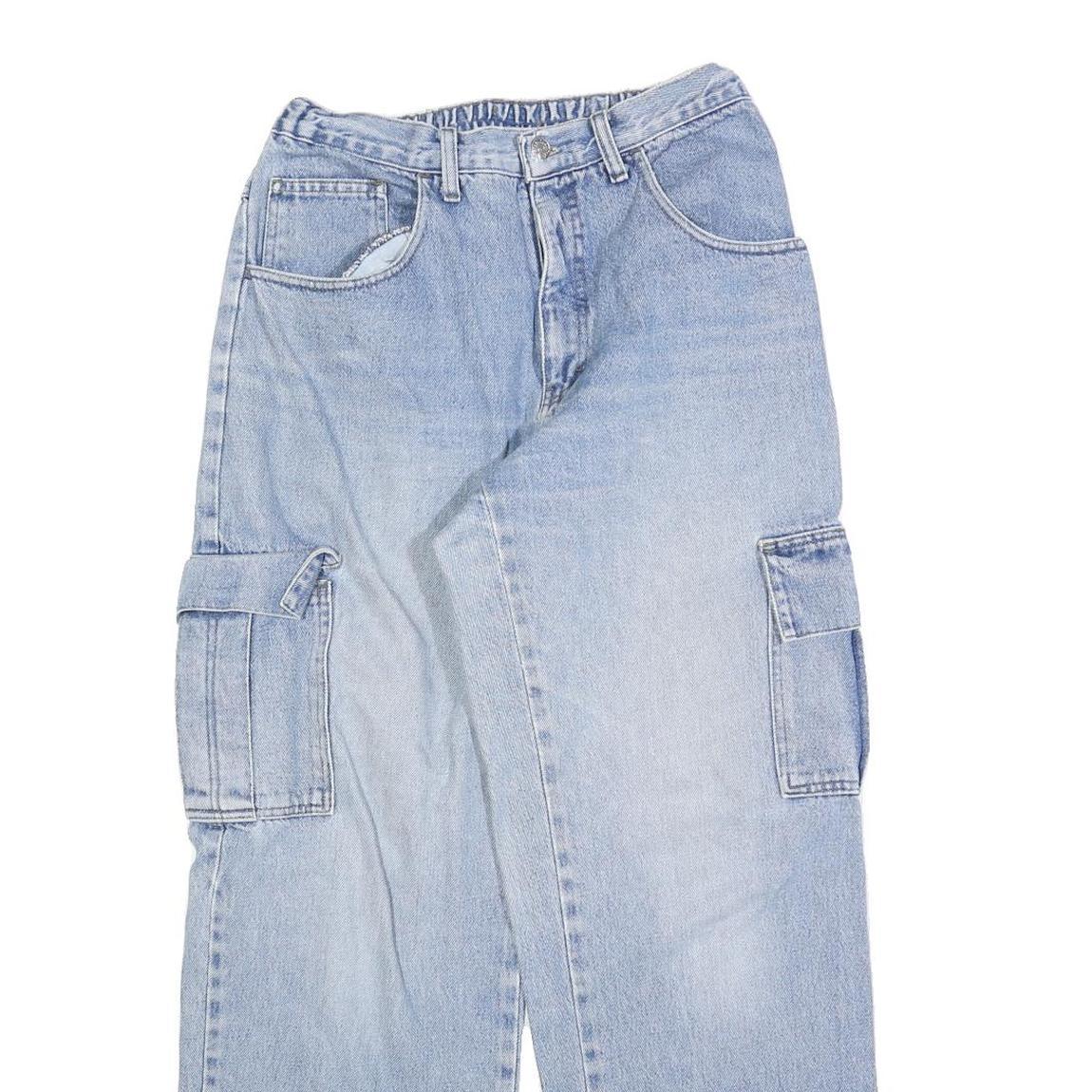 XER Womens Light Blue Regular Fit Straight Leg Denim Jeans W26 L30 Cargo Pocket