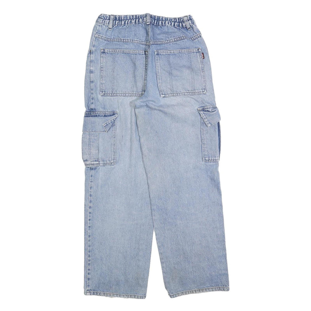 XER Womens Light Blue Regular Fit Straight Leg Denim Jeans W26 L30 Cargo Pocket