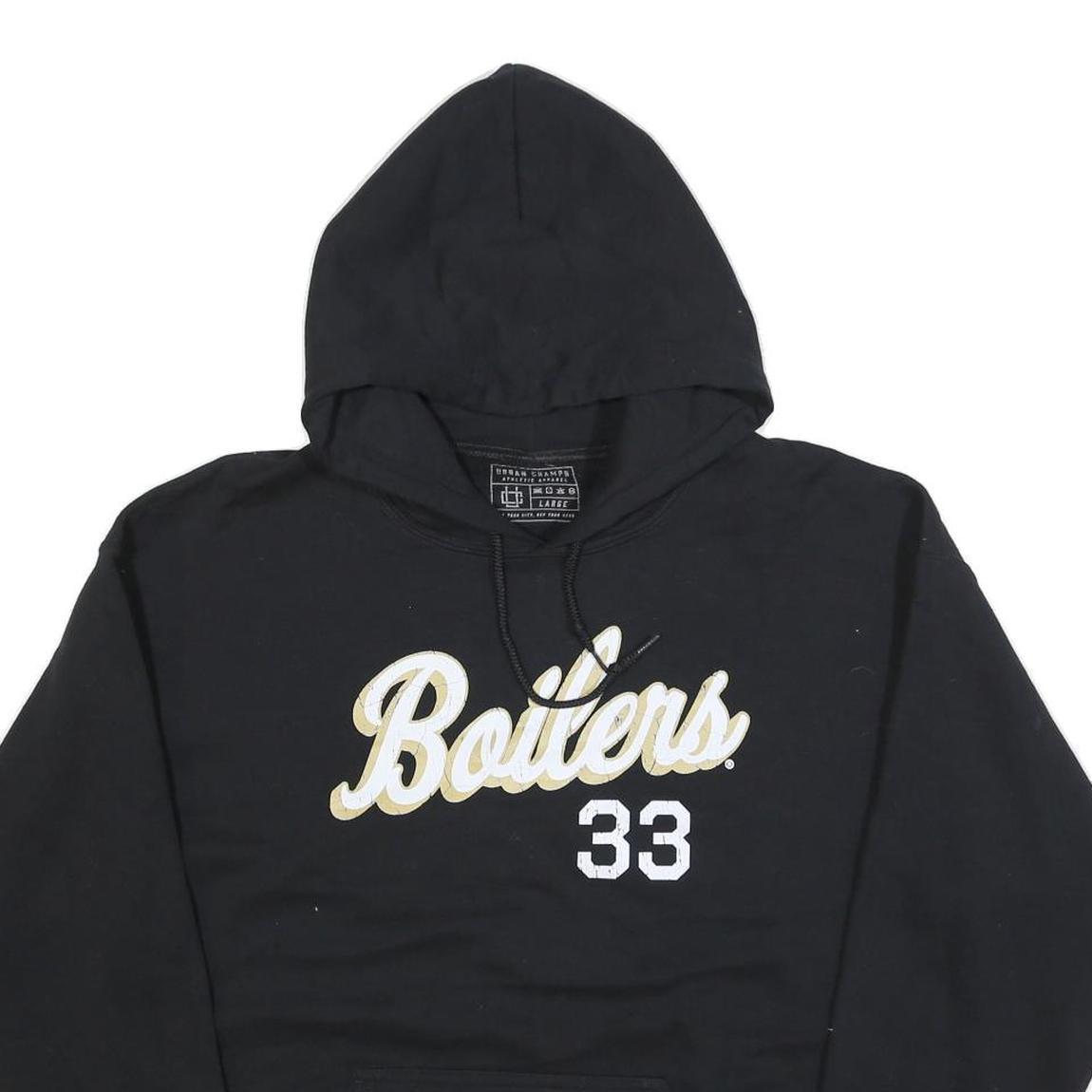 URBAN CHAMPS Mens Black Boilers 33 Pullover Hoodie L Cotton Blend Casual