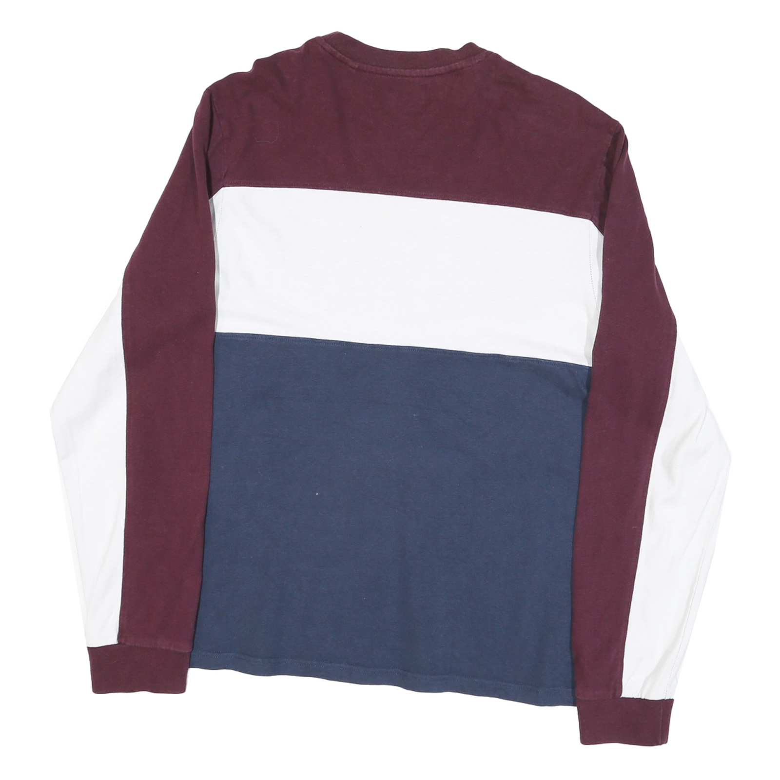 GUESS Mens Maroon & White & Blue Crew Neck L Cotton Blend Sweatshirt