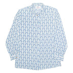 VALENTINE Womens Printed Shirt Blue Collared Long Sleeve Geometric S