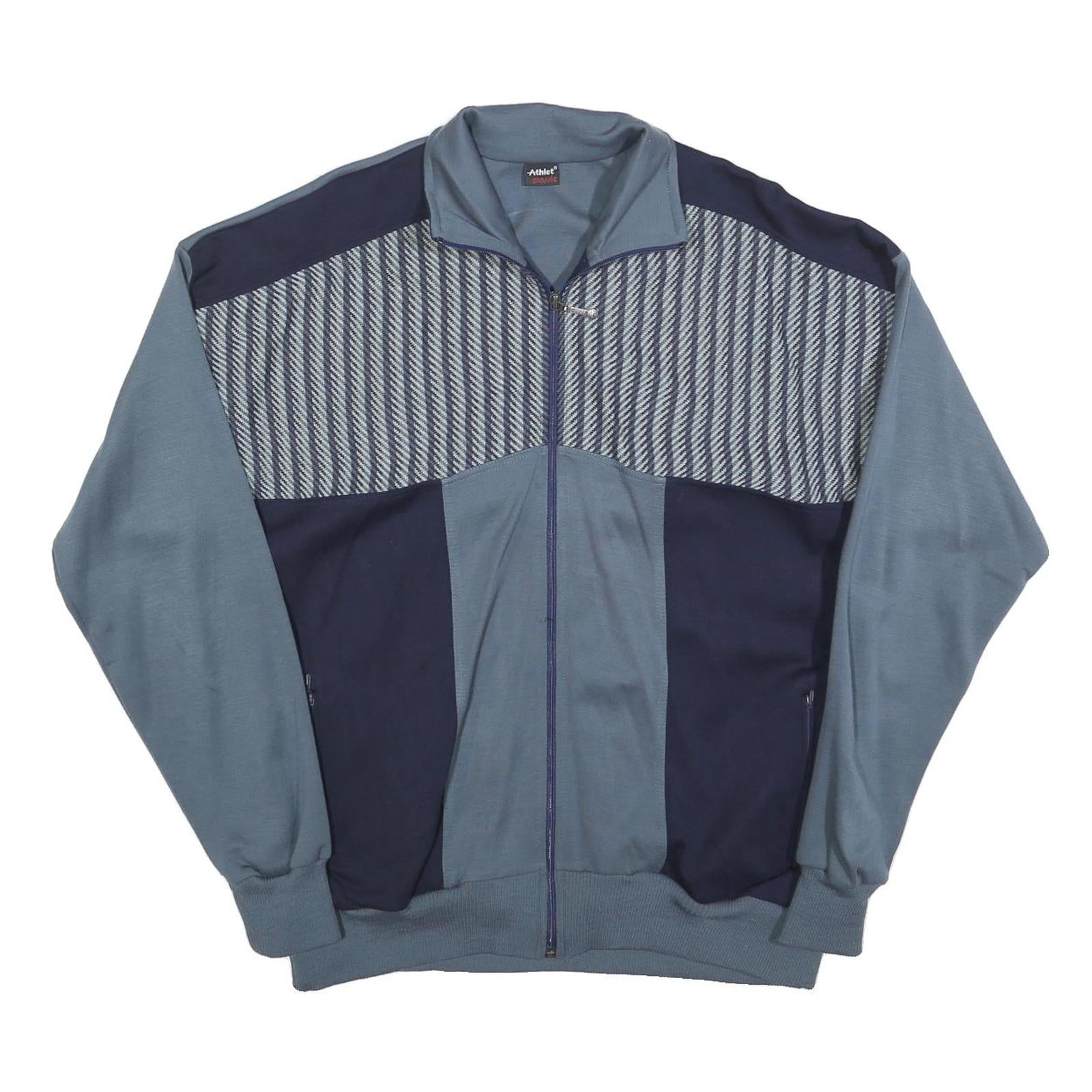 ATHLET CLASSIC Mens Blue & Navy Zip Jacket L Polyester Blend Colourblock Casual