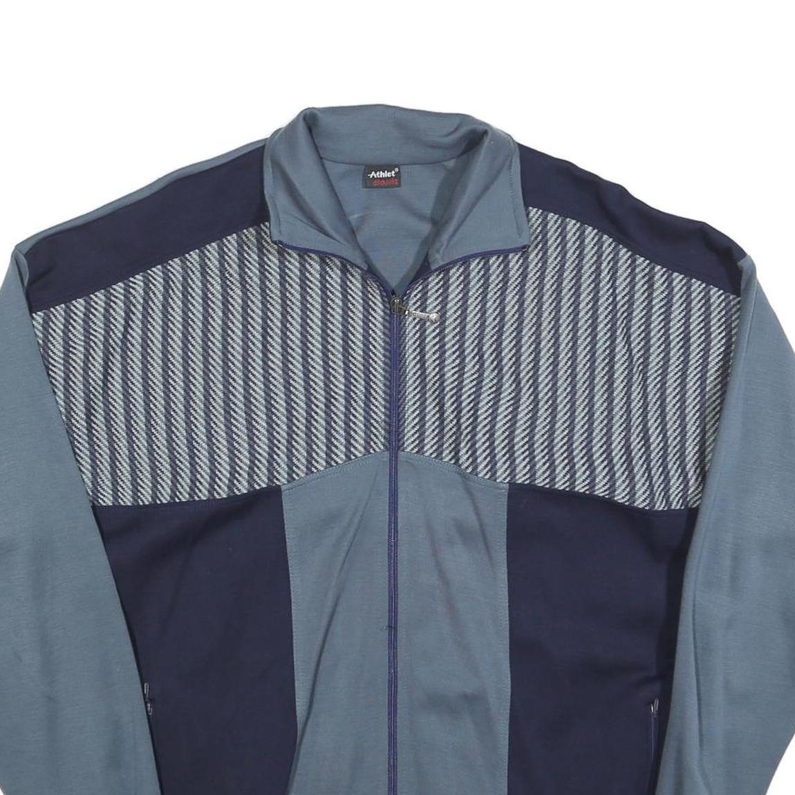 ATHLET CLASSIC Mens Blue & Navy Zip Jacket L Polyester Blend Colourblock Casual