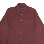 TRUSSARDI Mens Maroon Striped Shirt M Cotton Blend Classic Fit Long Sleeve