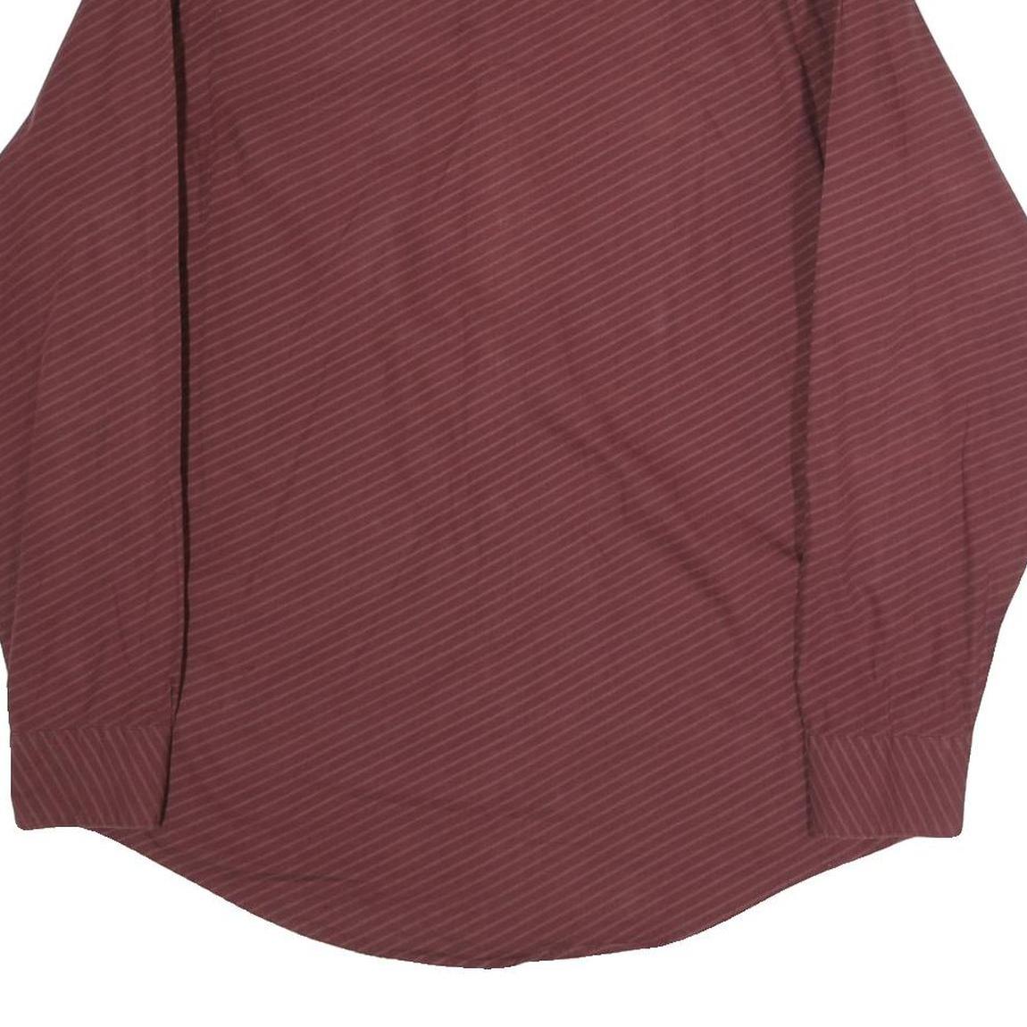 TRUSSARDI Mens Maroon Striped Shirt M Cotton Blend Classic Fit Long Sleeve