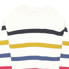 HOBBS LONDON Womens White Navy & Mustard & Blue Patterned Crew Neck Jumper L