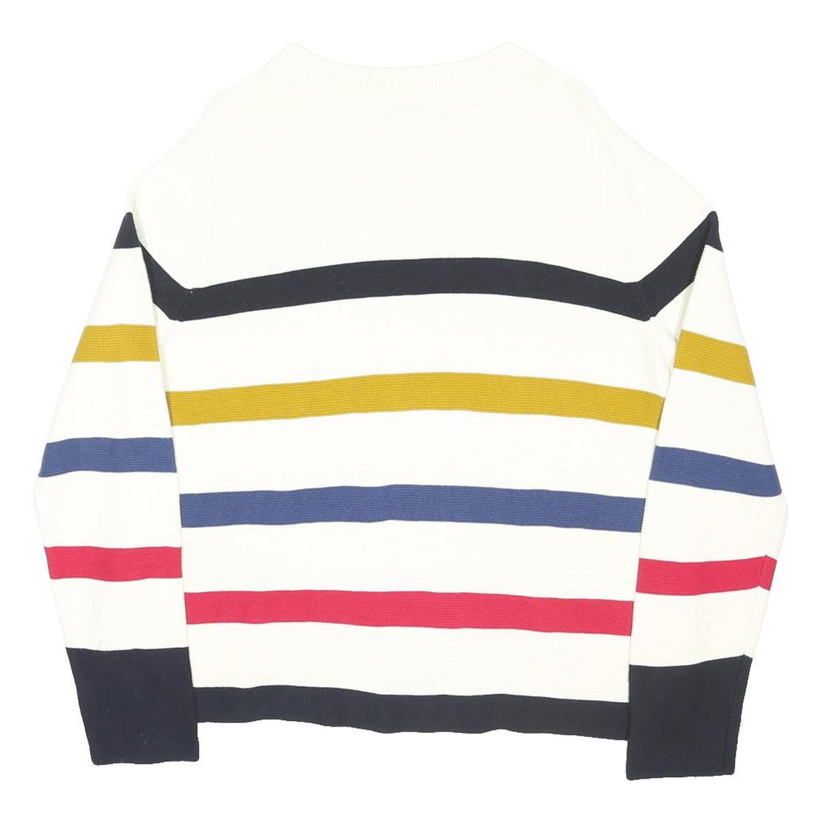 HOBBS LONDON Womens White Navy & Mustard & Blue Patterned Crew Neck Jumper L