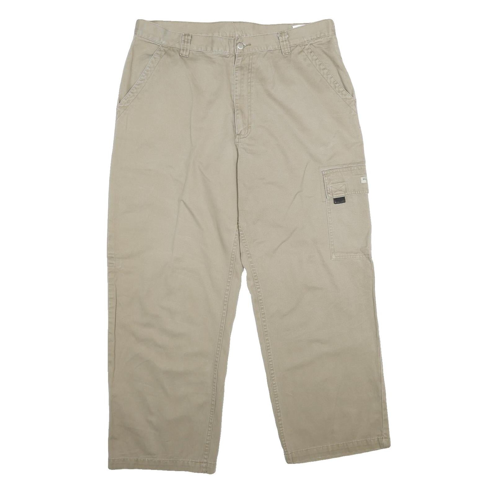 WRANGLER Mens Cotton Beige Regular Straight Trousers W36 L30 Cargo Style