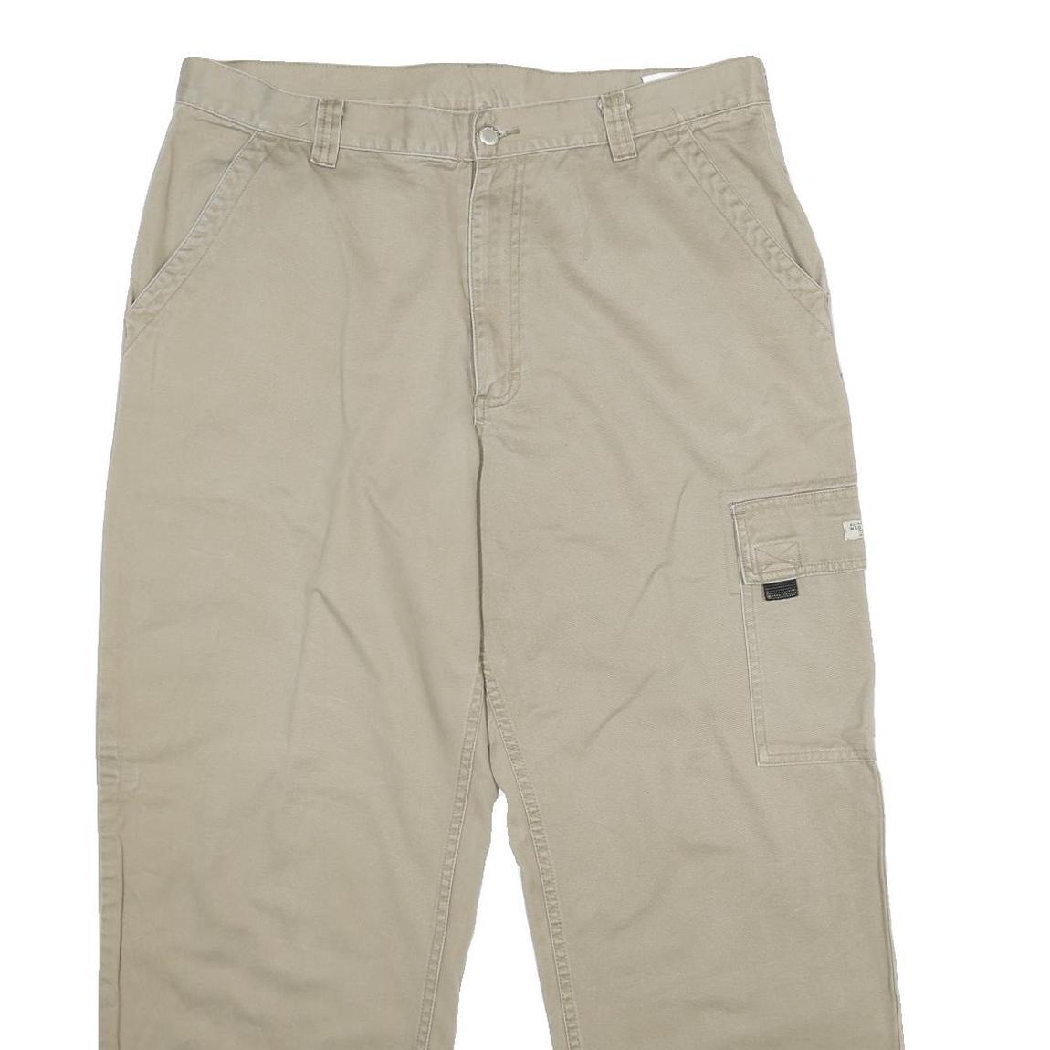 WRANGLER Mens Cotton Beige Regular Straight Trousers W36 L30 Cargo Style