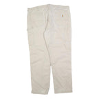 CARHARTT Mens Cotton Blend Beige Relaxed Straight Trousers W42 L32 Workwear