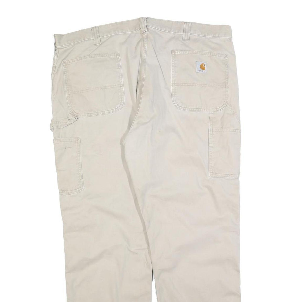 CARHARTT Mens Cotton Blend Beige Relaxed Straight Trousers W42 L32 Workwear