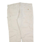 CARHARTT Mens Cotton Blend Beige Relaxed Straight Trousers W42 L32 Workwear