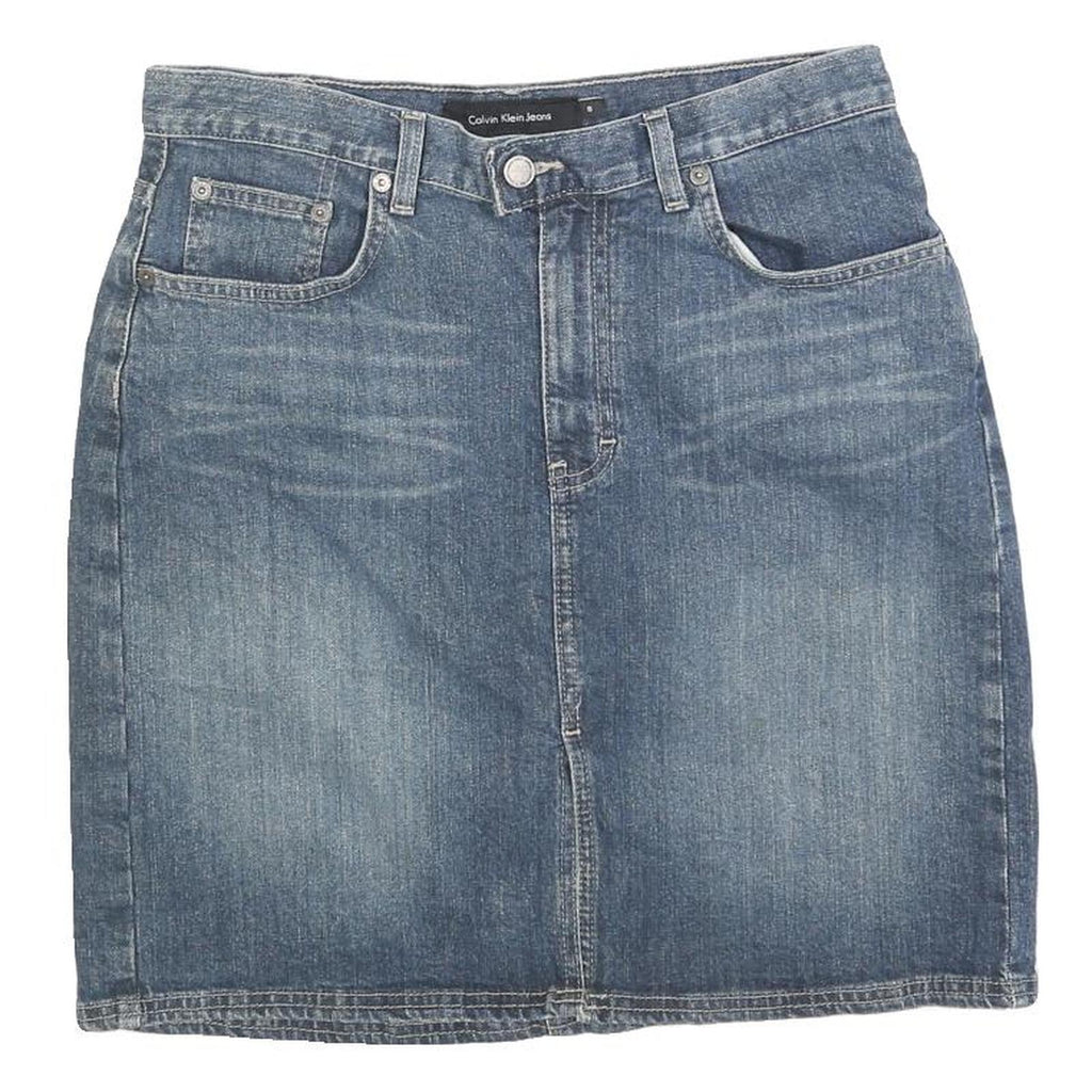 CALVIN KLEIN JEANS Womens Blue Denim Straight Knee Length Denim Plain M Casual