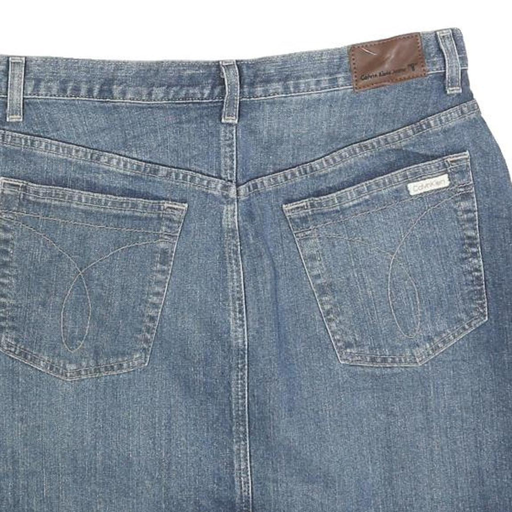 CALVIN KLEIN JEANS Womens Blue Denim Straight Knee Length Denim Plain M Casual