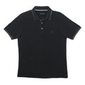 FRENCH CONNECTION Mens Black Short Sleeve Plain Polo Shirt L Cotton Casual