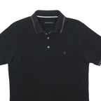 FRENCH CONNECTION Mens Black Short Sleeve Plain Polo Shirt L Cotton Casual