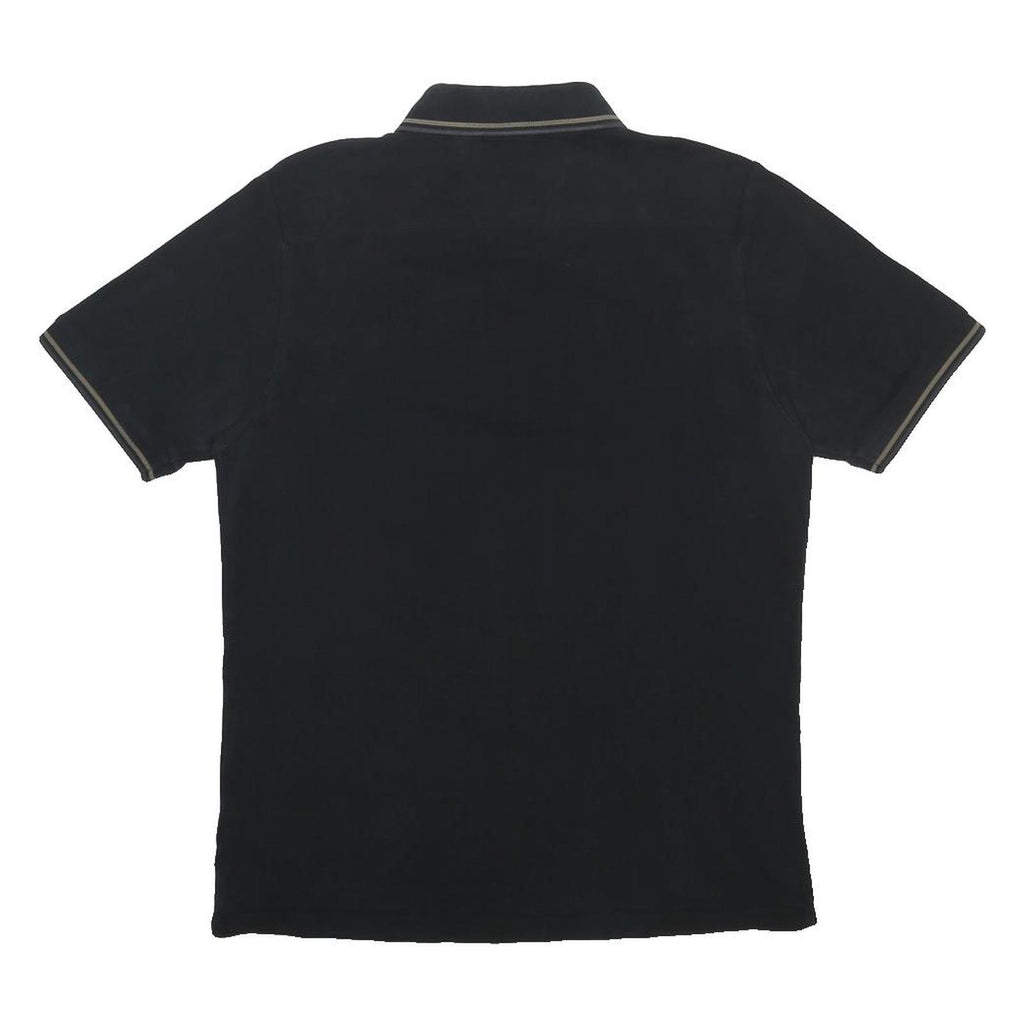 FRENCH CONNECTION Mens Black Short Sleeve Plain Polo Shirt L Cotton Casual