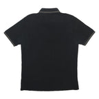 FRENCH CONNECTION Mens Black Short Sleeve Plain Polo Shirt L Cotton Casual