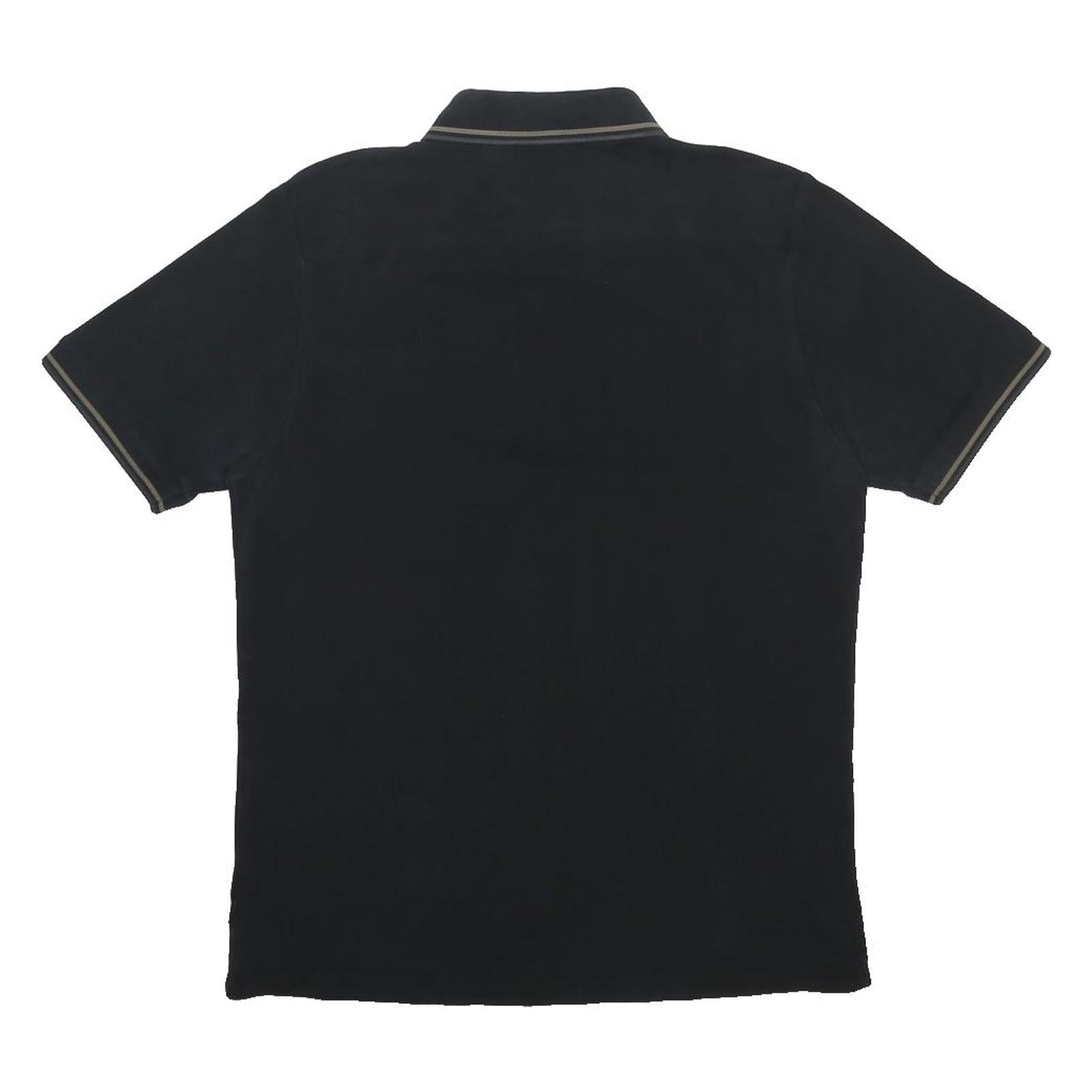 FRENCH CONNECTION Mens Black Short Sleeve Plain Polo Shirt L Cotton Casual