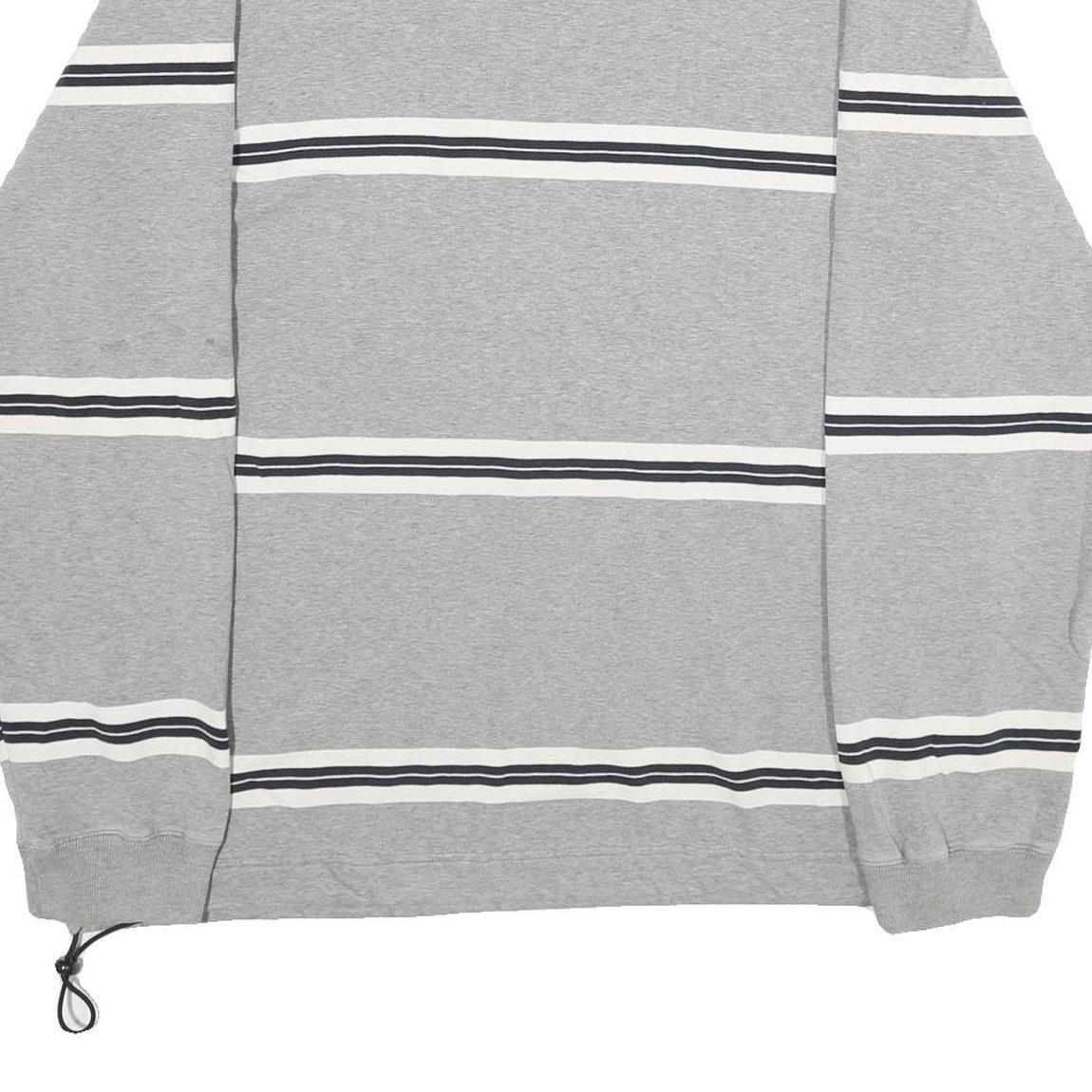 NAUTICA Mens Grey & White Quarter Zip Sweatshirt XL Cotton Blend Casual Pullover