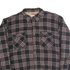 WRANGLER Mens Black Red Check Button Jacket XL Polyester Blend Cozy Lined