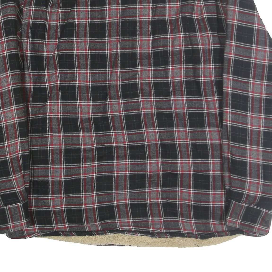 WRANGLER Mens Black Red Check Button Jacket XL Polyester Blend Cozy Lined
