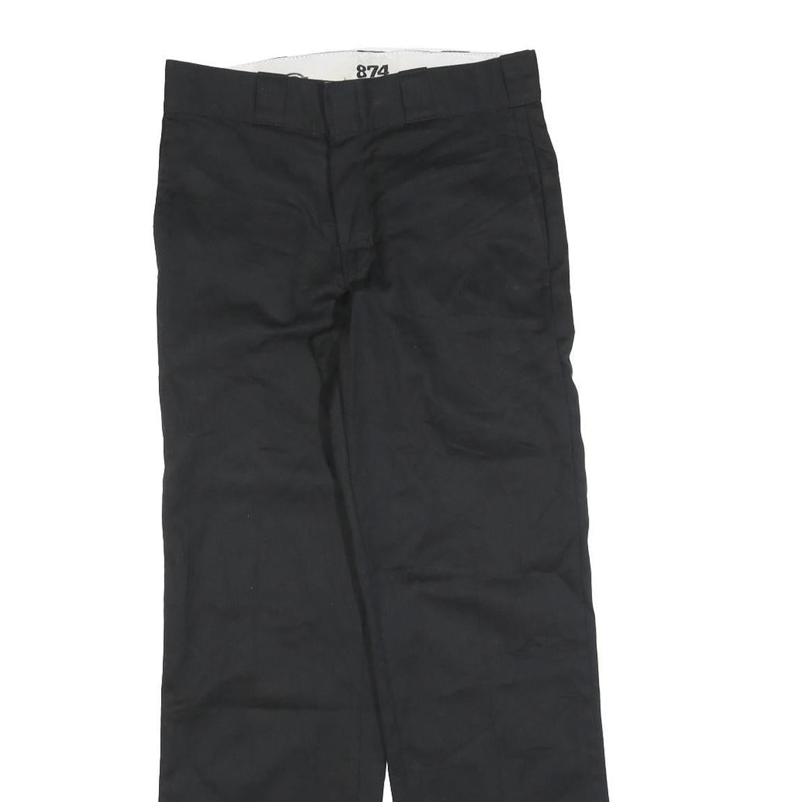 DICKIES Mens Cotton Blend Black Regular Straight Trousers W28 L28 Workwear Zip