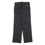 DICKIES Mens Cotton Blend Black Regular Straight Trousers W28 L28 Workwear Zip