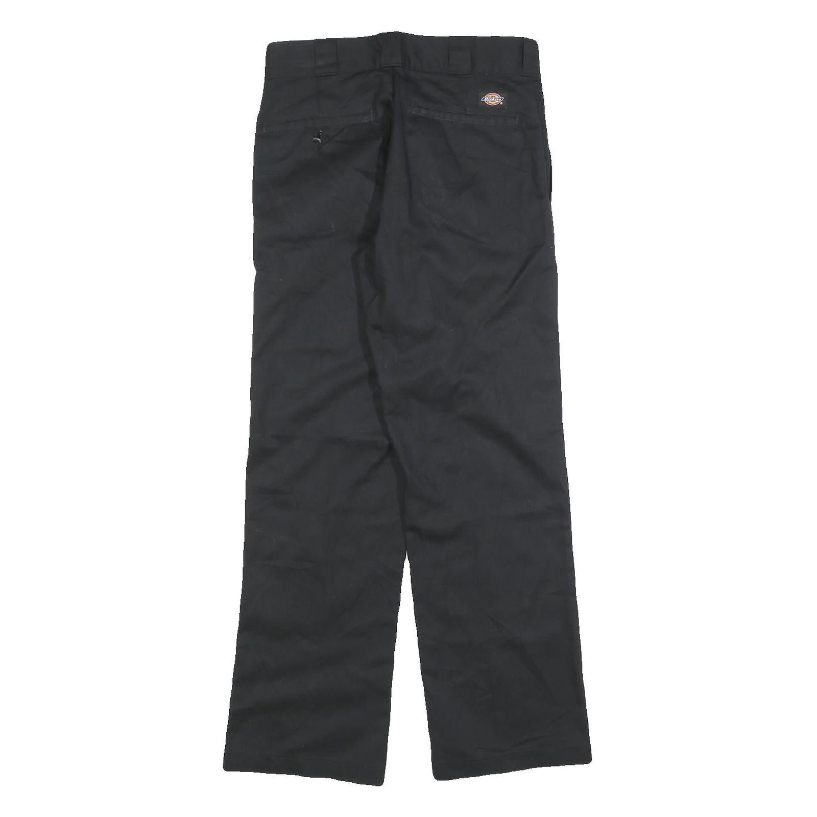 DICKIES Mens Cotton Blend Black Regular Straight Trousers W28 L28 Workwear Zip