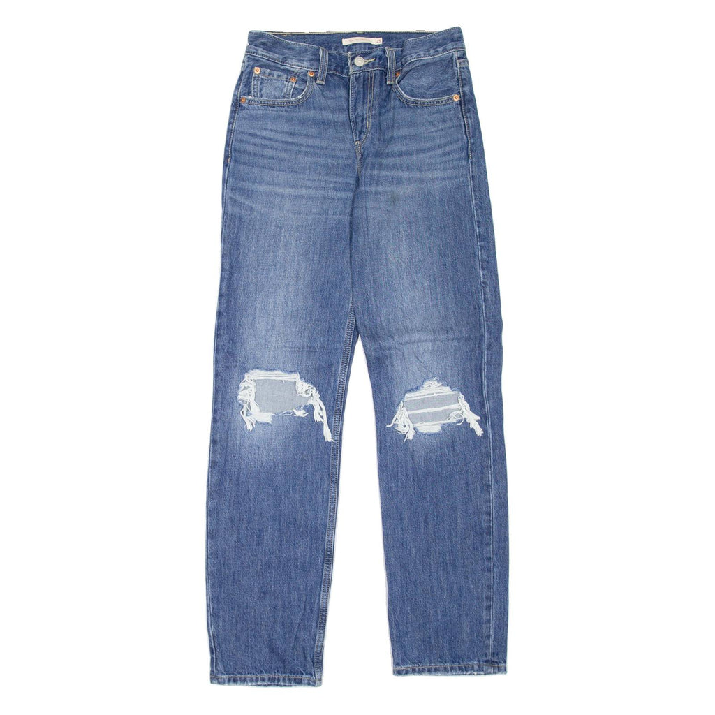 LEVI'S Low Pro Distressed Womens Jeans Blue Regular Straight Stone Wash W25 L31
