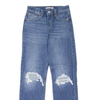 LEVI'S Low Pro Distressed Womens Jeans Blue Regular Straight Stone Wash W25 L31