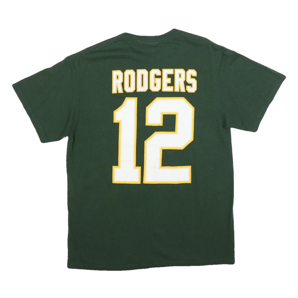 NFL Mens Green Rodgers 12 Graphic T-Shirt L Short Sleeve Crew Neck